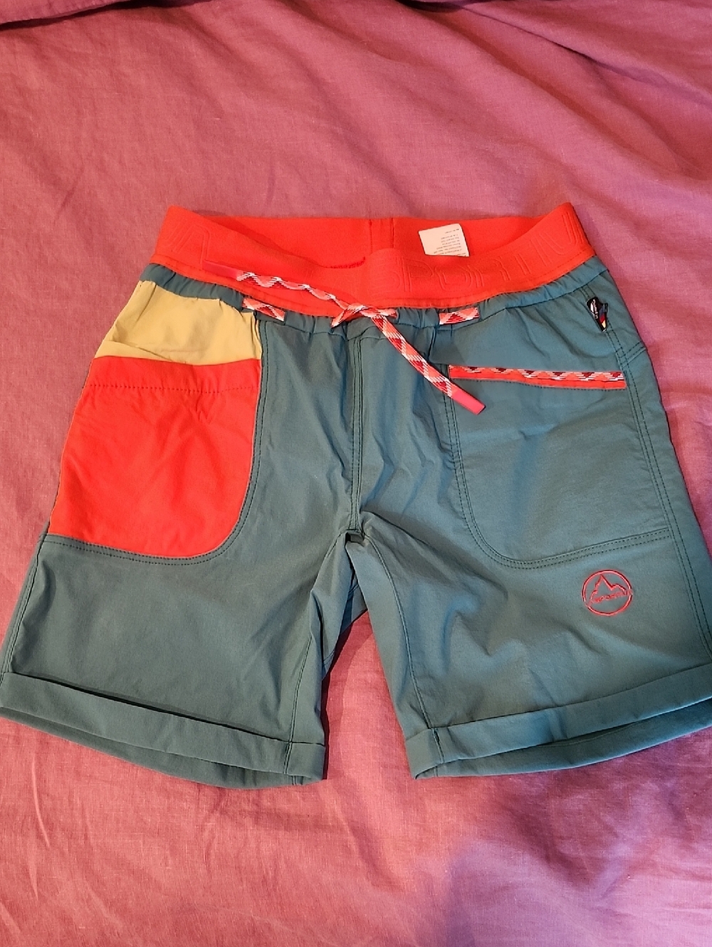 La Sportiva Teal and Coral Shorts